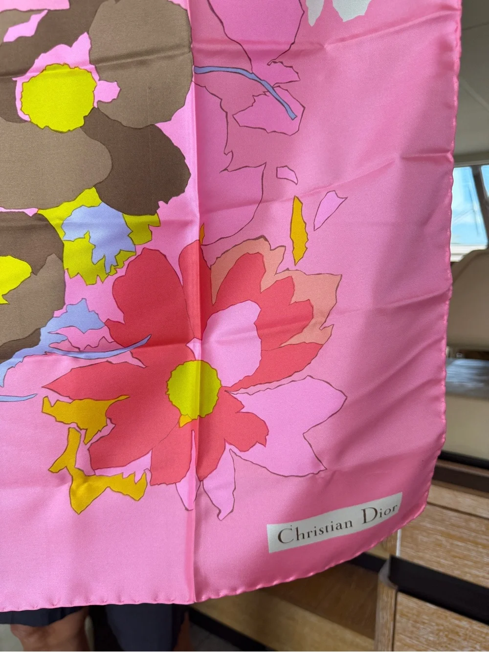 Dior Pink Floral Silk Scarf
